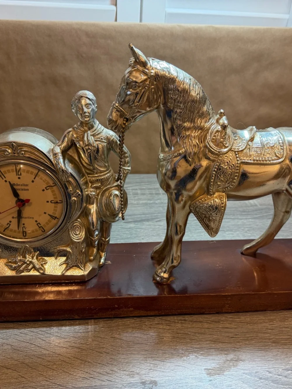 Vintage Mantle Table Clock Gibraltar Precision Self Starting